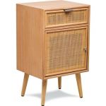 Table de chevet 1 porte et 1 tiroir en rotin naturel