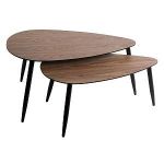 Atmosphera Lot de 2 Tables à café Mileo gigognes effet Noyer H 48 cm et H 40 cm collection Slow time