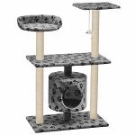 VidaXL Arbre &agrave; chat avec griffoir en sisal 95 cm Gris Motif de pattes