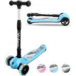 YOLEO Trottinette Enfants, Trottinette Pliable 3 Roues Plateau Antidérapant avec LED Roues, Réglable en Hauteur Solide et résistant