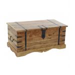 Wadiga Grande Malle de Rangement en Bois Massif Acacia sur Pied Taill&eacute;