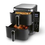 Gourmet Maxx FryUp Friteuse &agrave; air chaud verticale &agrave; double chambre | Airfryer vertical | &Eacute;cran tactile rabattable | 32% d'&eacute;conomie d'espace | Capacit&eacute; 10L | Friteuse &agrave; air chaud 2 chambres