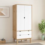 VidaXL Garde-robe Marron et blanc 76,5x53x172 cm Bois massif de pin