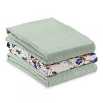 Hauck (Lot de 3) Lange Bebe 4en1 Cuddle N Clean, en 100% Coton Mousseline, 80x80 cm, Lavable, Doux et Multi-Usage - Sage Beige Floral
