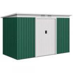Outsunny Abri de jardin - remise pour outils - cabanon portes verrouillables - dim. 2,8L x 1,3l x 1,72H m - t&ocirc;le d'acier vert blanc