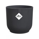Elho Vibes Fold Rond 22 - Pot De Fleurs pour Int&eacute;rieur - Plastique 100% Recycl&eacute; - &Oslash; 22.0 x H 20.2 cm - Noir/Anthracite