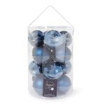 Décoris Lot de 16 boules de Noël en verre Bleu marine 8 cm