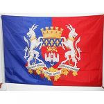 Drapeau Bordeaux avec armes 90x60cm - bordelais avec armoiries Haute qualité