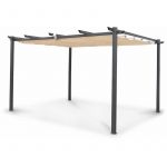 Alice's Garden Pergola Aluminium - Isla 3x4m - Toile Beige - Tonnelle idéale pour Votre terrasse. Toit rétractable. Toile coulissante. Structure Aluminium