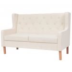 VidaXL Canapé à 2 places Tissu Blanc crème