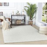 Surya Home Tapis Shaggy Uni - Tapis Salon, Salle à Manger, Chambre Adulte et Ado, Cuisine - Tapis Poil Long Moelleux et Doux, Motif Moderne Abstrait, Grand Tapis Chambre Monochrome 120x170cm - Blanc