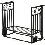 Serviteur de c min&eacute;e porte b&ucirc;c s range b&ucirc;c s multi accessoires &eacute;tag&egrave;re 75L x 30l x 60H cm acier noir 75x30x60cm Noir