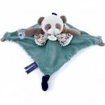 Doudou et Compagnie Doudou plat avec marionnette à doigt Panda Les petits Futés (30 cm)