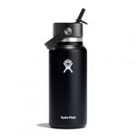 Hydro flask Gourde Isotherme 709 ml (24 oz) avec Bouchon Antifuite et Paille Int&eacute;gr&eacute;e - Bouteille Inox &agrave; Isolation sous vide - Sans BPA - Ouverture Standard &ndash; Noir