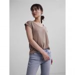Pieces T-Shirt Basique Kamala Silver Mink - Camel - L - Femme - Accueil - Boutique Seven's