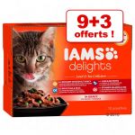 IAMS Delights Adult en gel&eacute;e 12 x 85 g - lot mixte Terre & mer