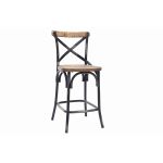 Miliboo Tabouret de bar industriel en bois et m&eacute;tal vieilli noir 65 cm JAKE