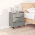 VidaXL Commode à trois tiroirs en contreplaqué et métal gris béton