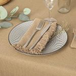 Lot de 2 serviettes de table Maha coton beige 40x40 cm Atmosp ra créateur d'intérieur Lin