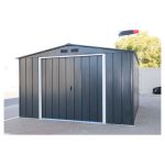 Duramax Abri de jardin métal imitation bois 11,65m² + kit ancrage inclus