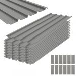 Outsunny Lot de 12 panneaux - dim. 129L x 45l cm - tôle acier ondulé gris clair