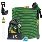 VOUNOT Tuyau d'Arrosage Extensible 30m Renforcé Adaptable 1/2" et 3/4" 10 Modes de Pulvérisation Flexible et Anti-Fuite Raccord et Sac de Rangement Fournis Vert