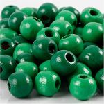 Creotime Perles en bois, D: 10mm, Vert, 20g, Env. 70 pièces