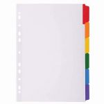 Exacompta Réf. 2306E - Carton de 20 Intercalaires en carte blanche 160g/m2 FSC avec 6 onglets neutres en couleurs - renforcés et plastifiés - Page d'indexation imprimable - Format à classer A4