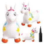 Sun Baby Animal sauteur gonflable, jouet enfant 1 an pour l'int&eacute;rieur et l'ext&eacute;rieur, pompe manuelle incluse (Licorne blanche)