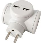 Watt & co Multiprise Watt And Co Biplite 2x16A rotative + USB 2.4A Blanc