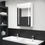 VidaXL Armoire de salle de bain à miroir LED Blanc brillant 50x13x70cm. Produit Neuf ! Garantie 0 ans !