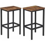 Songmics VASAGLE Lot de 2 Chaises de Bar - Tabourets Hauts - 40x 30 x 65 cm - Marron Rustique