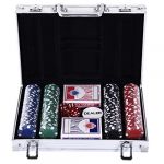 Homcom Mallette Pro Poker Coffret Complet 30L x 21l x 6,5H cm 200 jetons 2 Jeux de Cartes + 2 clés Aluminium