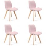 Akord - Lot de 4 chaises de salle &agrave; manger en tissu SJ.0159 Rose