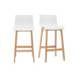 Miliboo Tabourets de bar design bois et blanc H65 cm (lot de 2) NEW SURF