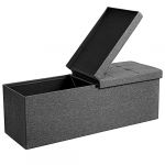 Songmics Coffre de Rangement Capacité 120 litres Banquette de Rangement Charge admissible 300 kg Grise Foncé 110 x 38 x 38 cm LSF76GYZ