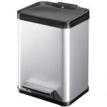 Hailo Poubelle a p&eacute;dale &Ouml;ko Uno Plus M gris - 17 L - Couleur : gris - Corps rectangulaire en acier et couvercle en plastique haute densit&eacute; noir.