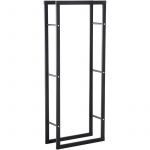Homcom Etag&egrave;re porte bois de chemin&eacute;e porte-b&ucirc;ches design contemporain charge max. 100 Kg dim. 60L x 25l x 150H cm m&eacute;tal noir