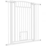 Barrière de sécurite chien extensible L.76-104 cm double verrouillage montage pression ou perçage blanc