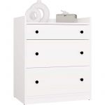 HOUSTON - Commode - armoire 3 tiroirs pour salon, entrée ou chambre d’enfant, blanche