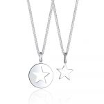 Elli Collier Femmes Ensemble Étoile Cut-Out Pendentif Mère Enfants en Argent Sterling 925