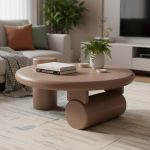 Table basse ronde asym&eacute;trique Yang Taupe