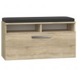 RIVI Armoire à chaussures + siège + rangement Porte basculante 46x85x35 6 étagères Meuble chaussures ma