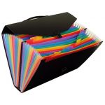 Viquel Rainbow Class - Valisette de rangement pour document A4 - Trieur accordéon 24 compartiments pour transporter ses papiers - Dos de 12cm - Fermeture avec tuck noir