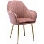 Alice's Garden Fauteuil en velours vieux rose et pieds en métal doré. Shella L 58 x P 58 x H 85