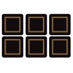 Pimpernel Boite 6 Dessous De Verre - Carr&eacute; - Classic Black