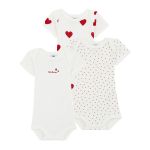 Petit Bateau Lot de 3 bodies manches courtes 3 mois-3 ans Imprimé Coeur - Taille 2 ans;3 ans;3 mois;6 mois