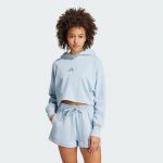 Adidas Sweat &agrave; capuche All SZN French 3 bandes bleu clair femme - M