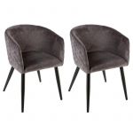 Lot de 2 fauteuils effet velours Marlo Gris