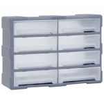 VidaXL Organisateur multi-tiroirs avec 8 grands tiroirs 52x16x37 cm - Gris